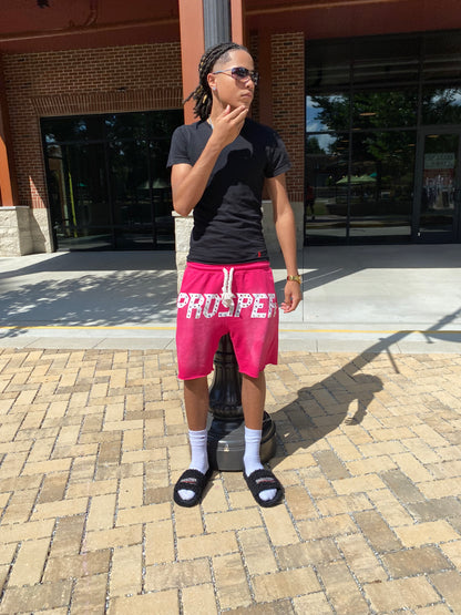 “PROSPER” rhinestone sweat shorts