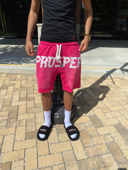 “PROSPER” rhinestone sweat shorts