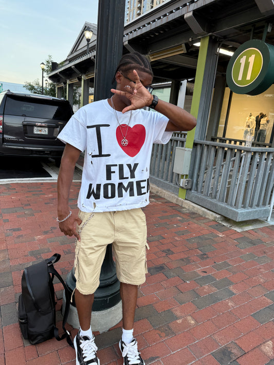 “I❤️ FLY WOMEN” tee white