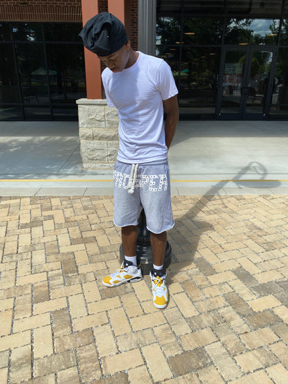 “PROSPER” rhinestone sweat shorts