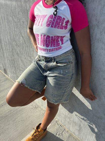 “PRETTY GIRLS LOVE MONEY” crop tops